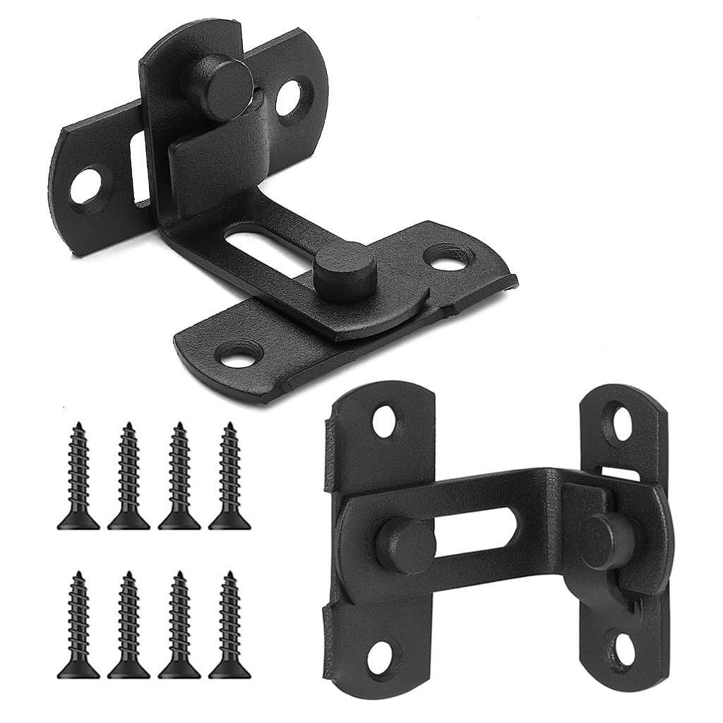 HASTHIP 2 Pcs Cupboard Lock Stainless Steel 90° Door Buckle Bolt Barn Door Lock Right Angle Latches Bar Latch Safety Door Lock for Door, Fence, Cabinet, Chicken Coop, 2.4 inches (Black) HASTHIP 2 Pcs Cupboard Lock Stainless Steel 90° Door Buckle Bolt Barn Door Lock Right Angle Latches Bar Latch Safety Door Lock for Door, Fence, Cabinet, Chicken Coop, 2.4 inches (Black)